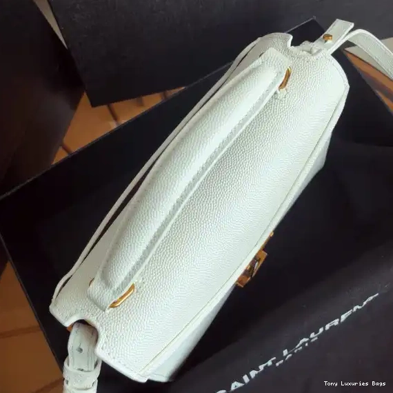 Tony Luxuries DE HANDLE CASSANDRA MINI IN TOP GRAIN EMBOSSED BAG YSL LEATHER POUDRE 0517